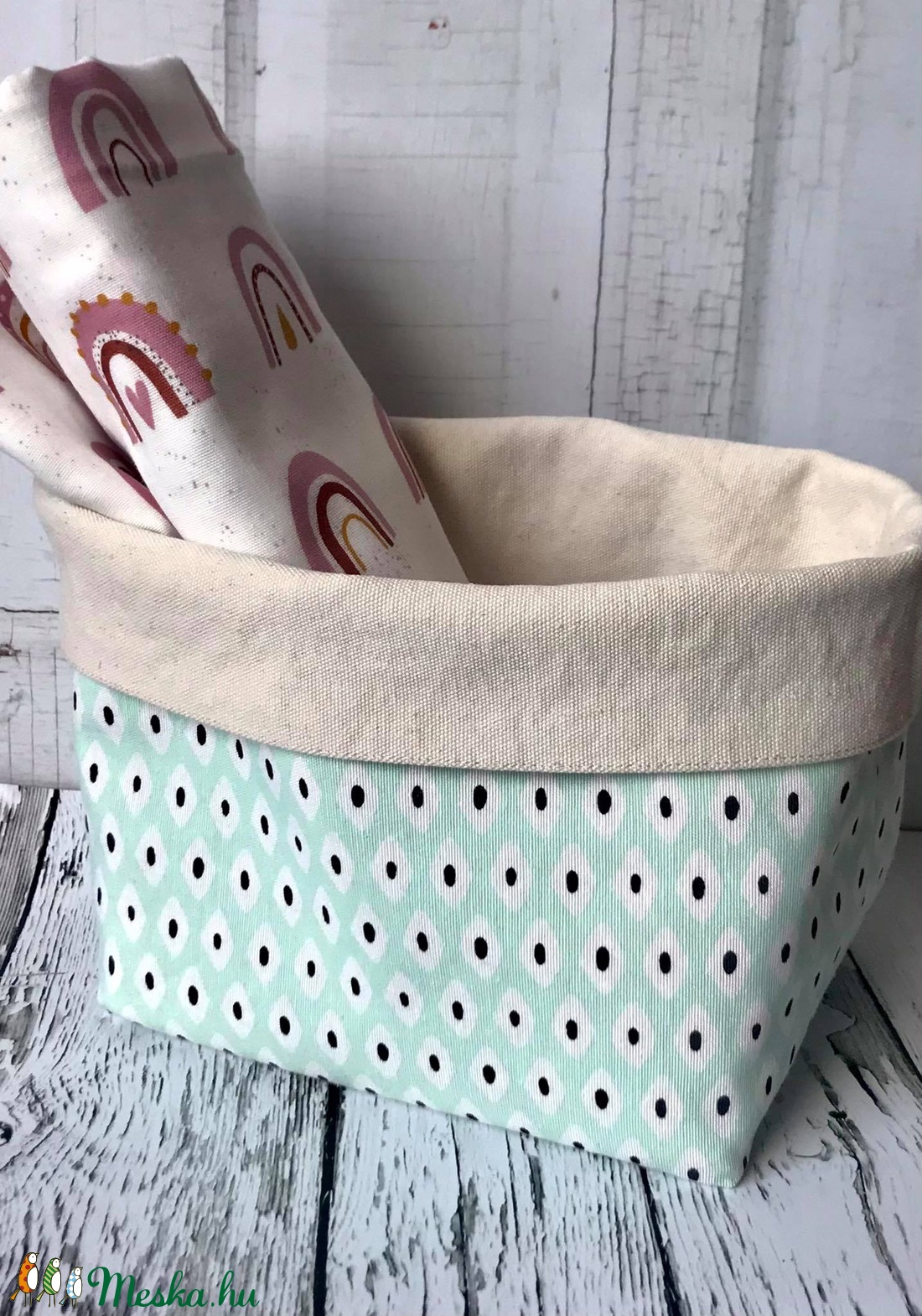 Menta Textil tárolókosár - otthon & életmód - tárolás & rendszerezés - Meska.hu
