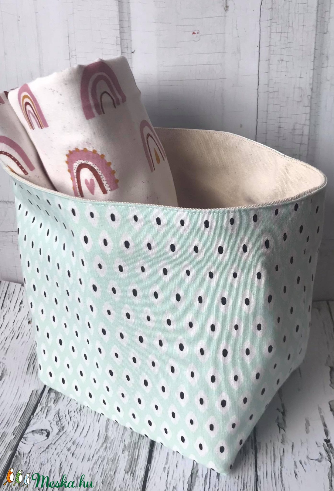 Menta Textil tárolókosár - otthon & életmód - tárolás & rendszerezés - Meska.hu