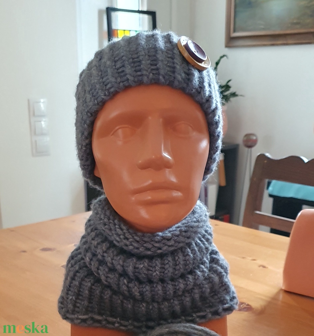 DROPS Wish gyapjú fonalból kézzel készült sapka-körsál szett díszgombokkal - ruha & divat - sál, sapka, kendő - sapka & sál szett - Meska.hu