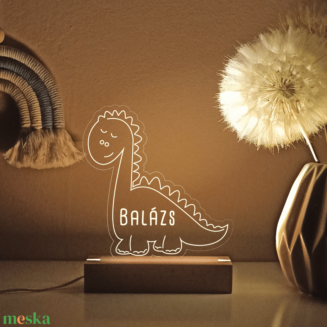 Akril éjjeli fény dinoval - otthon & életmód - babaszoba, gyerekszoba - babaszoba dekoráció - Meska.hu