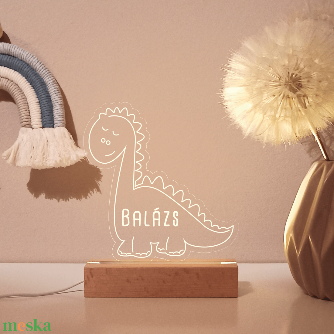 Akril éjjeli fény dinoval - otthon & életmód - babaszoba, gyerekszoba - babaszoba dekoráció - Meska.hu