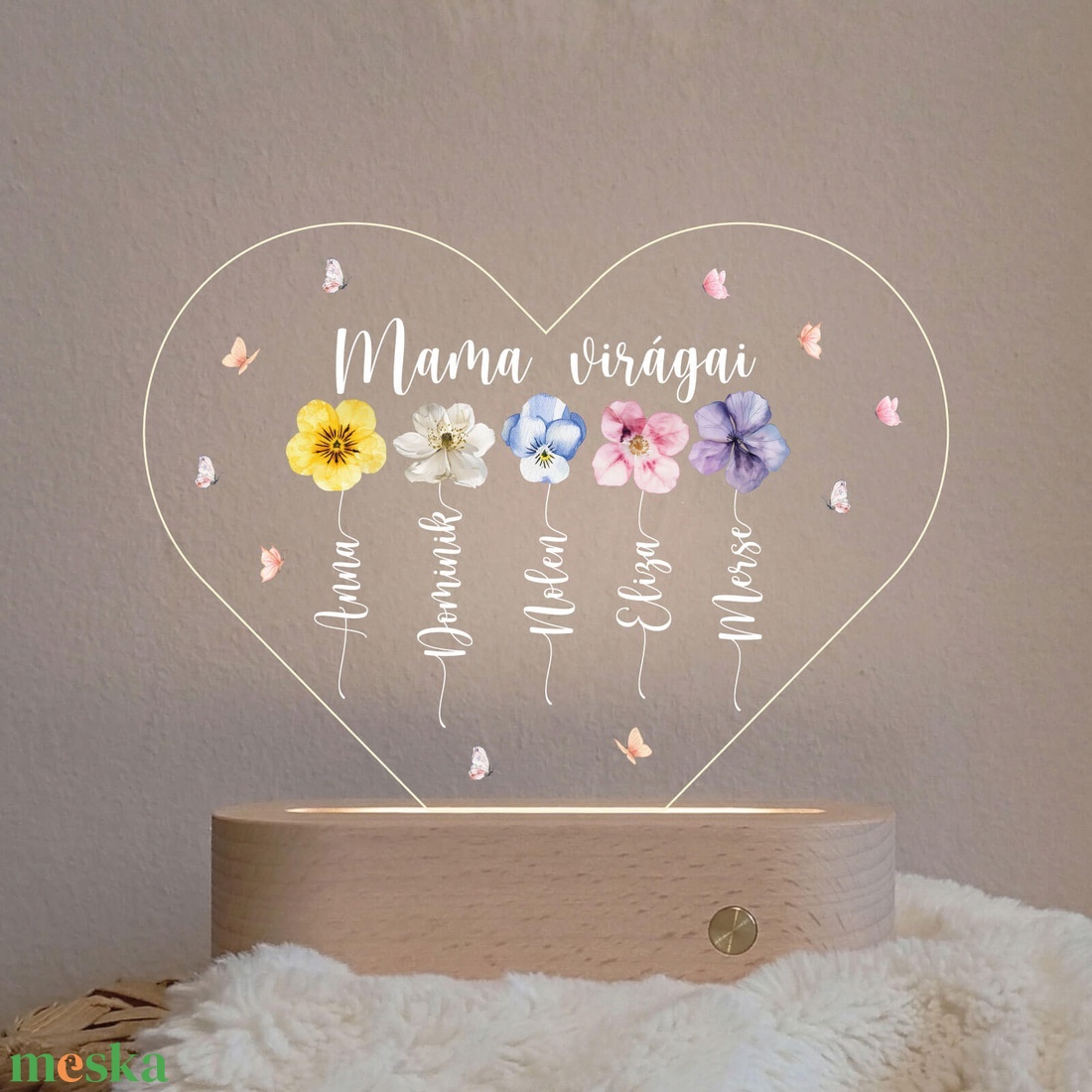 Akril éjjeli fény- Mama virágai - otthon & életmód - dekoráció - asztal és polc dekoráció - asztaldísz - Meska.hu