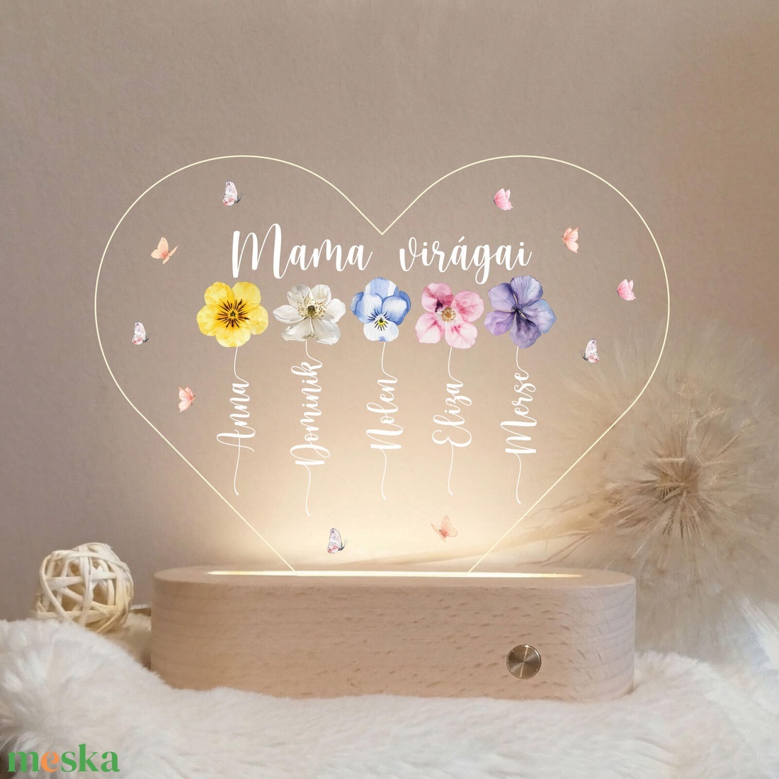Akril éjjeli fény- Mama virágai - otthon & életmód - dekoráció - asztal és polc dekoráció - asztaldísz - Meska.hu