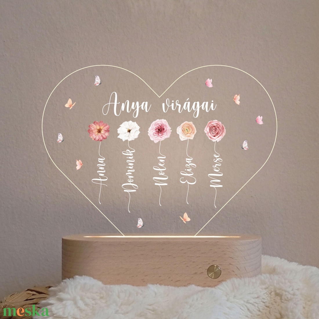 Akril éjjeli fény- Anya virágai - otthon & életmód - dekoráció - asztal és polc dekoráció - asztaldísz - Meska.hu