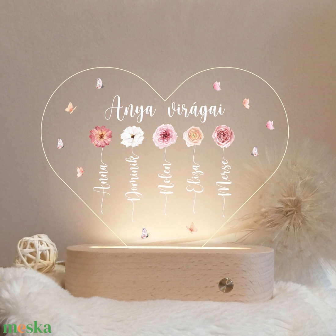 Akril éjjeli fény- Anya virágai - otthon & életmód - dekoráció - asztal és polc dekoráció - asztaldísz - Meska.hu