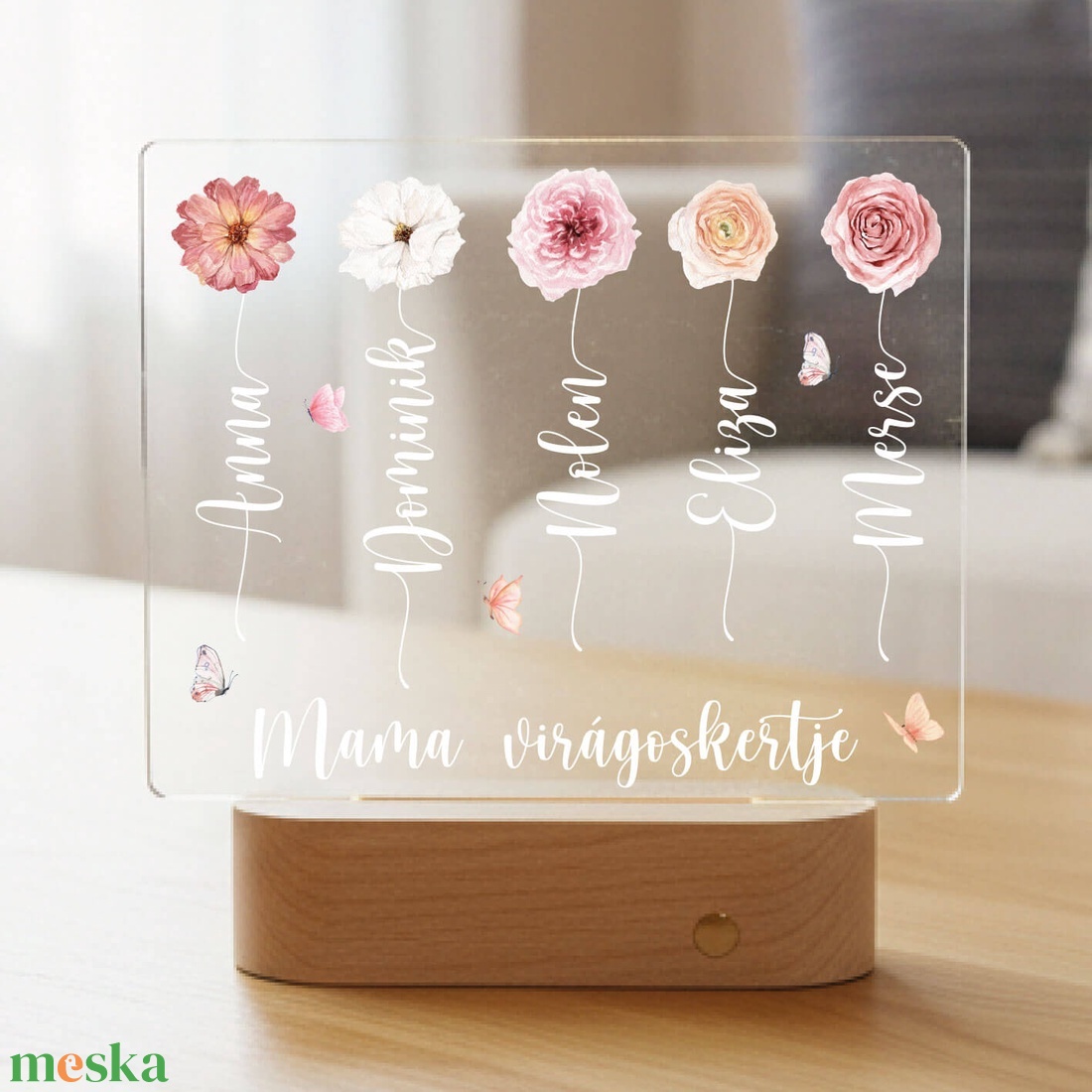 Akril éjjeli fény- Mama virágoskertje - otthon & életmód - dekoráció - asztal és polc dekoráció - asztaldísz - Meska.hu