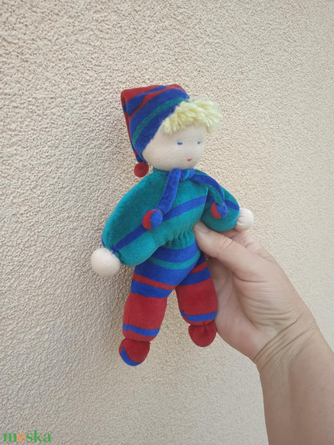 Csíkos plüss waldorf jellegű  baba - játék & sport - baba & babaház - baba - Meska.hu