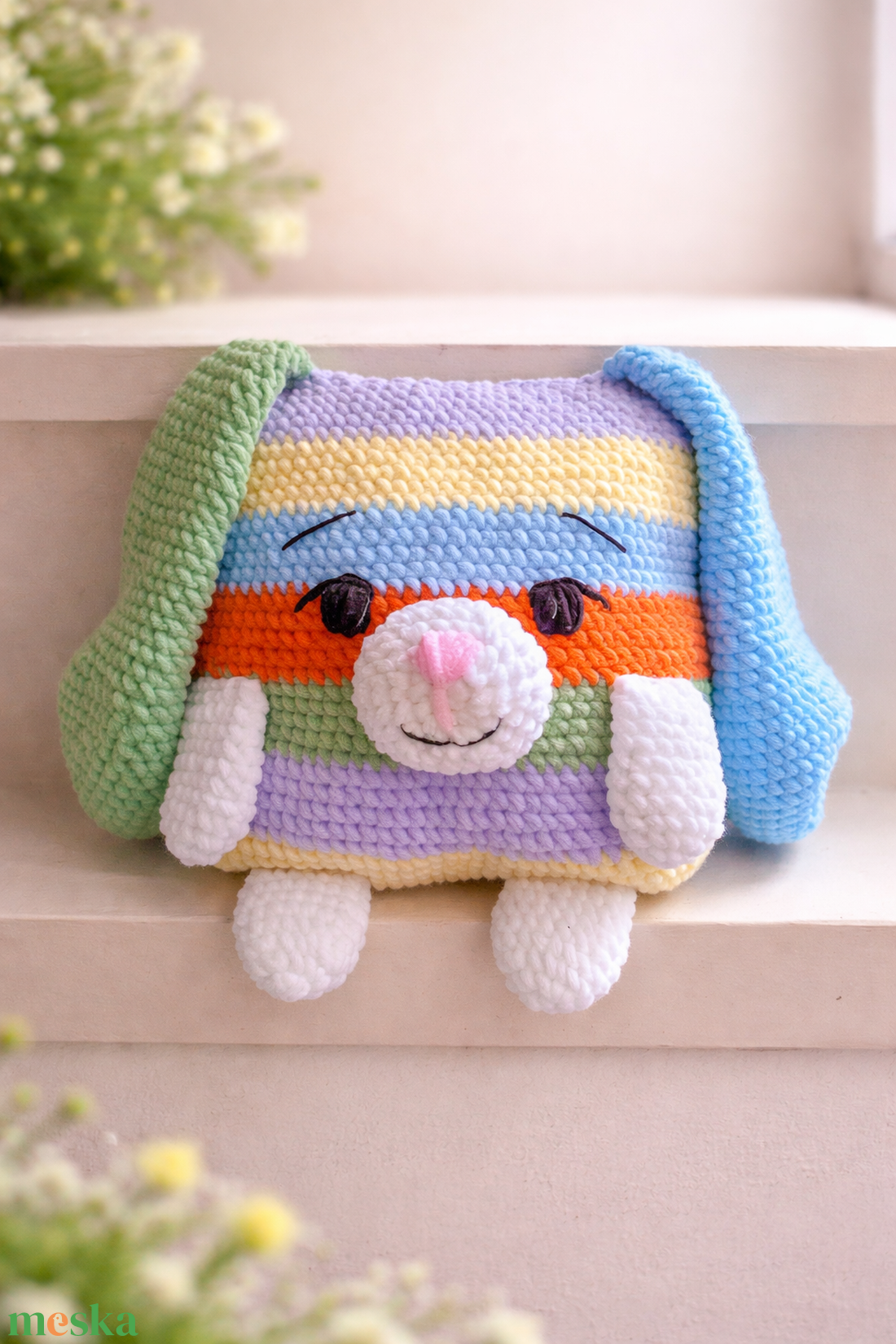 Lógó fülű puha nyuszi  - baba - mama - babaszoba dekoráció - gyerek díszpárna - Meska.hu