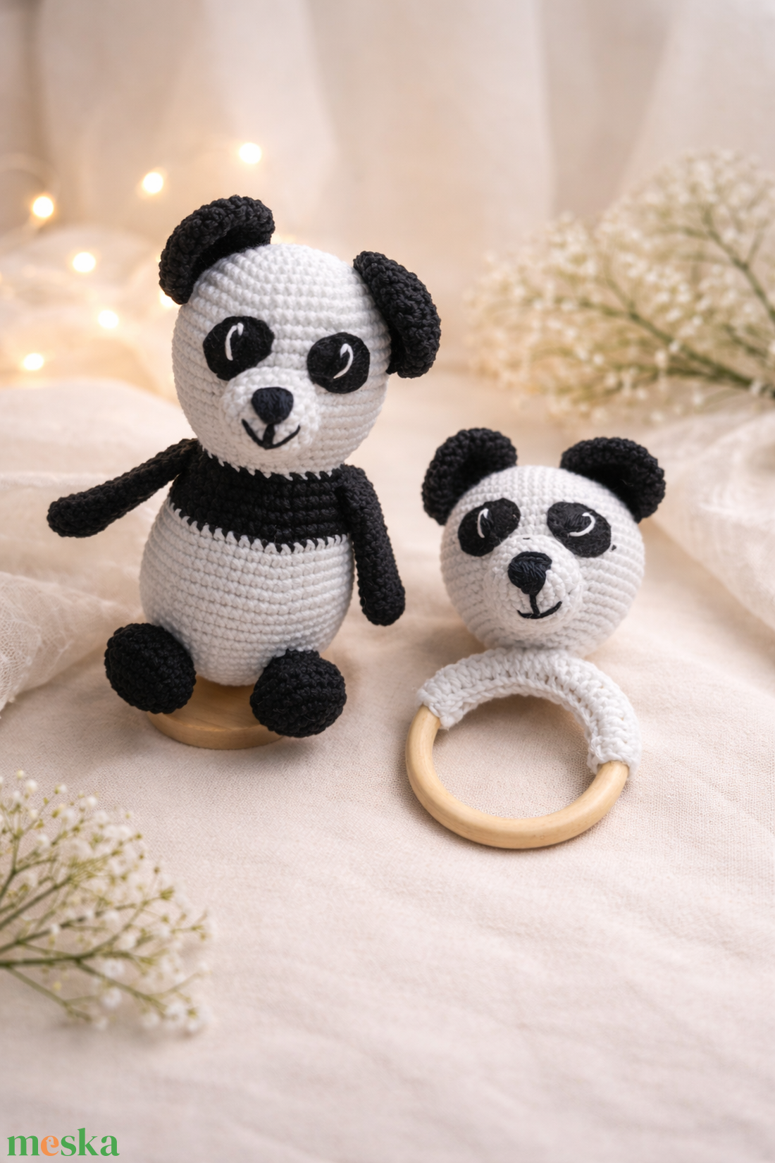 Babaköszöntő szett pandás  - baba - mama - babalátogató ajándékcsomag - Meska.hu