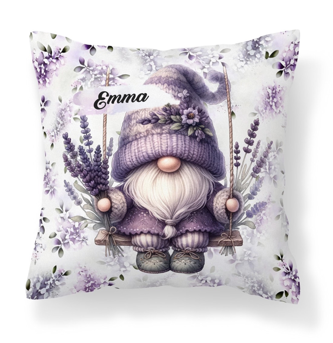 Névvel kérhető - Hintázó Levendulás manó mintás párna - otthon & életmód - lakástextil - párna & párnahuzat - díszpárna (belsővel együtt) - Meska.hu