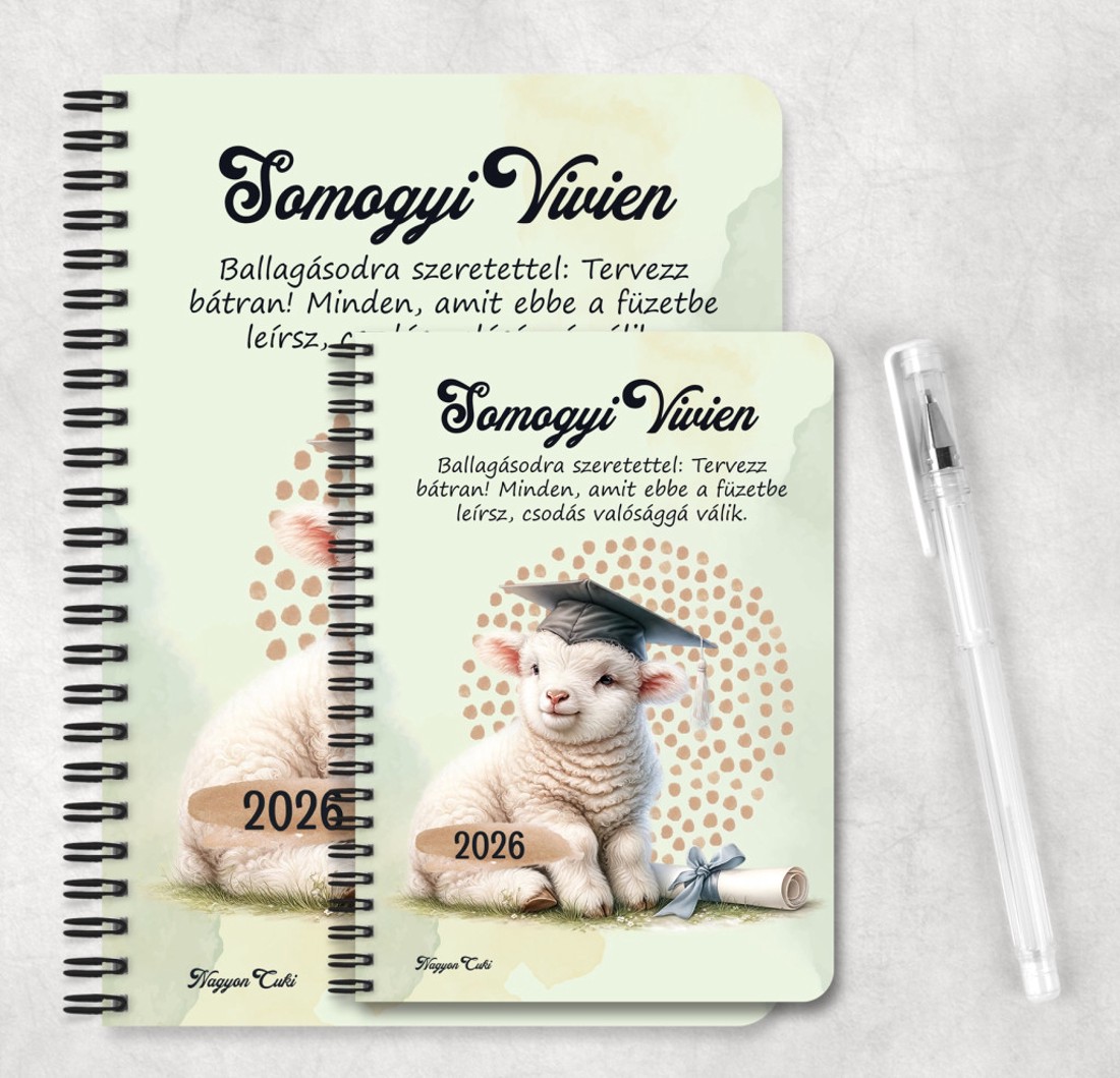 Személyre szabható - 2026 Ballagás - Bárány mintás füzet - otthon & életmód - papír, írószer - jegyzetfüzet & napló - Meska.hu