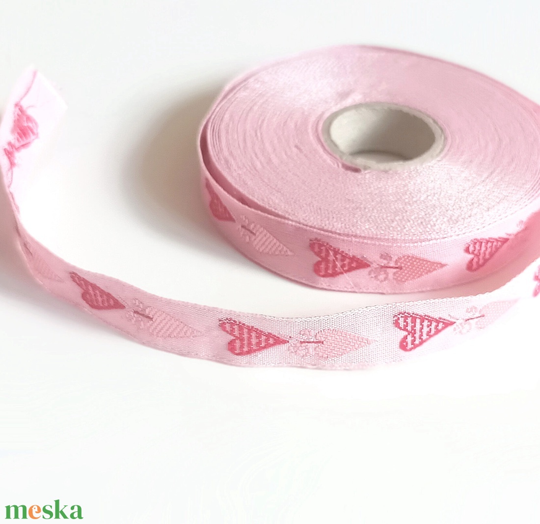 1 cm széles szivecskés szalag  - kellékek & szerszámok - rövidáru - szalag, pánt - Meska.hu