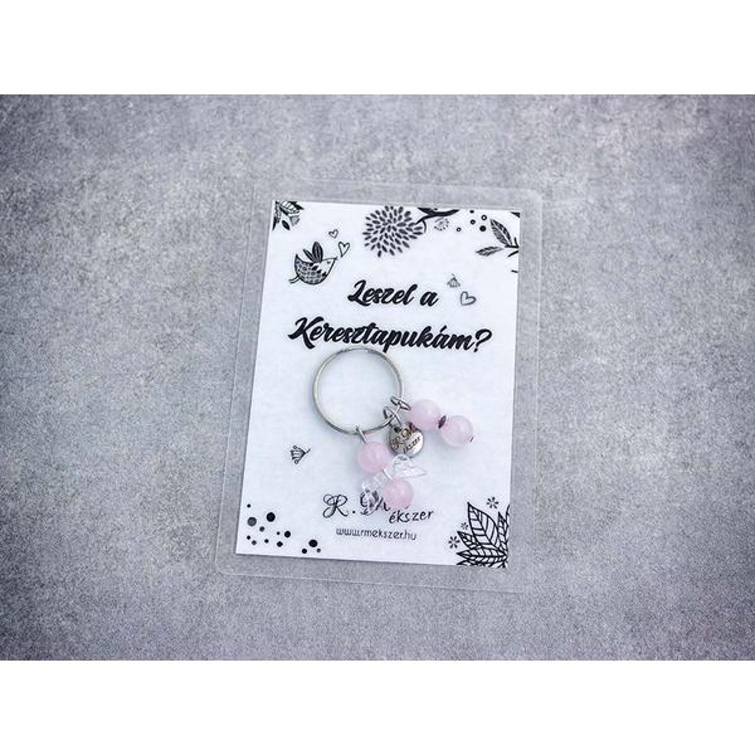 Leszel a Keresztapukám kulcstartó rózsakvarccal - táska & tok - kulcstartó & táskadísz - kulcstartó - Meska.hu