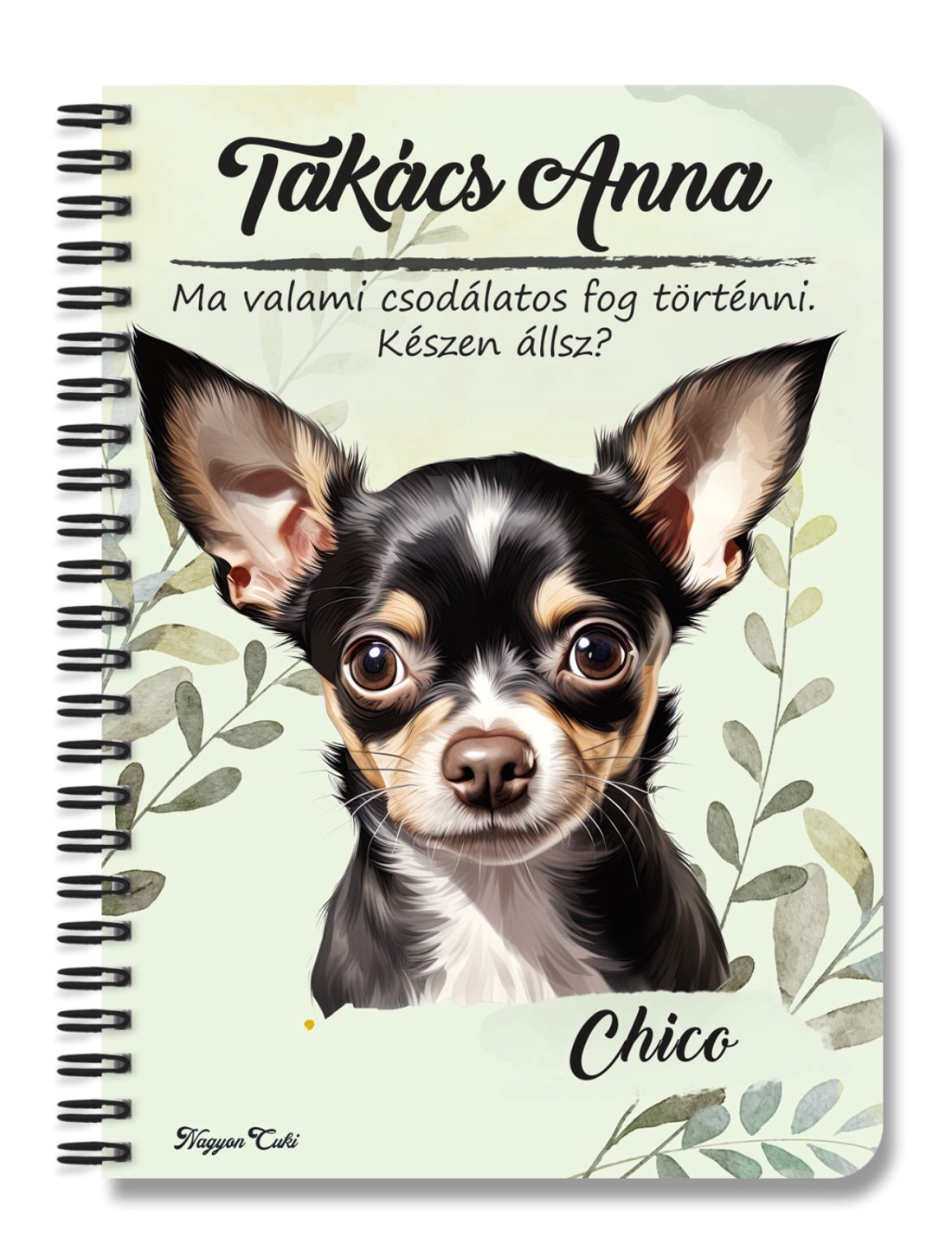 Személyre szabható - Fekete Csivava portré mintás A6-os füzet - otthon & életmód - papír, írószer - jegyzetfüzet & napló - Meska.hu