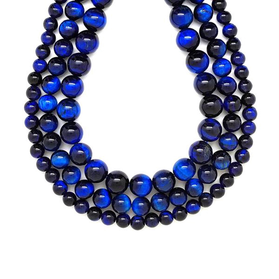 Tigrisszem szinezett sötétkék golyó 8-9mm  ékszerkészítő alapanyag (füzér) - kellékek & szerszámok - ásvány alapanyag - ásványfüzér - Meska.hu