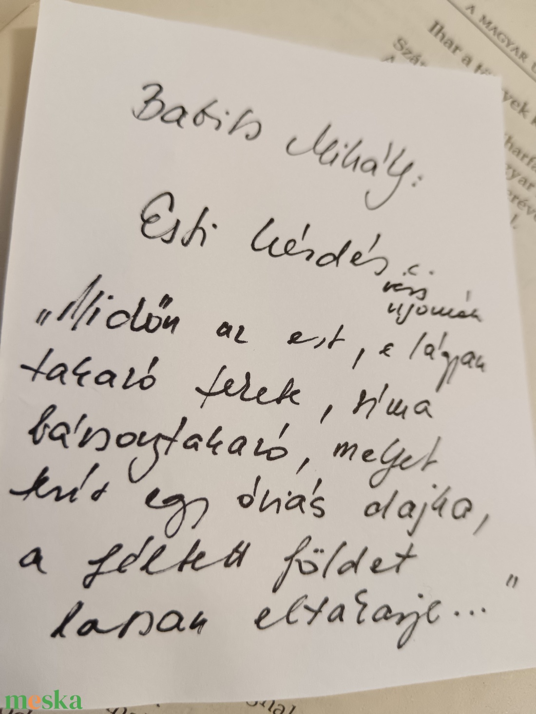 Könyvjelző - Babits: Esti kérdés  - könyv & zene - könyvjelző - Meska.hu