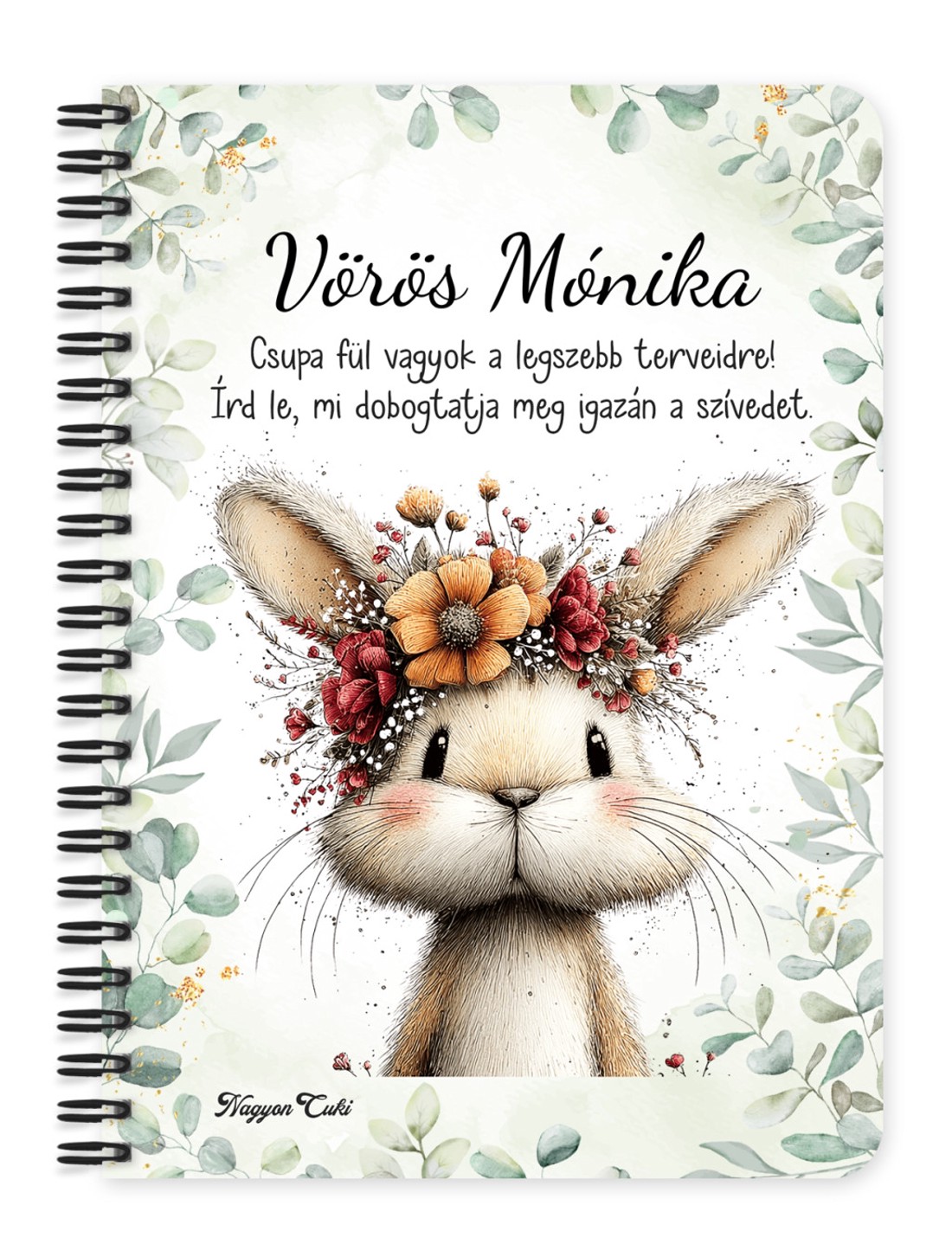 Személyre szabható - Tavasz hírnöke, a mezei nyuszi mintás A6-os füzet - otthon & életmód - papír, írószer - jegyzetfüzet & napló - Meska.hu