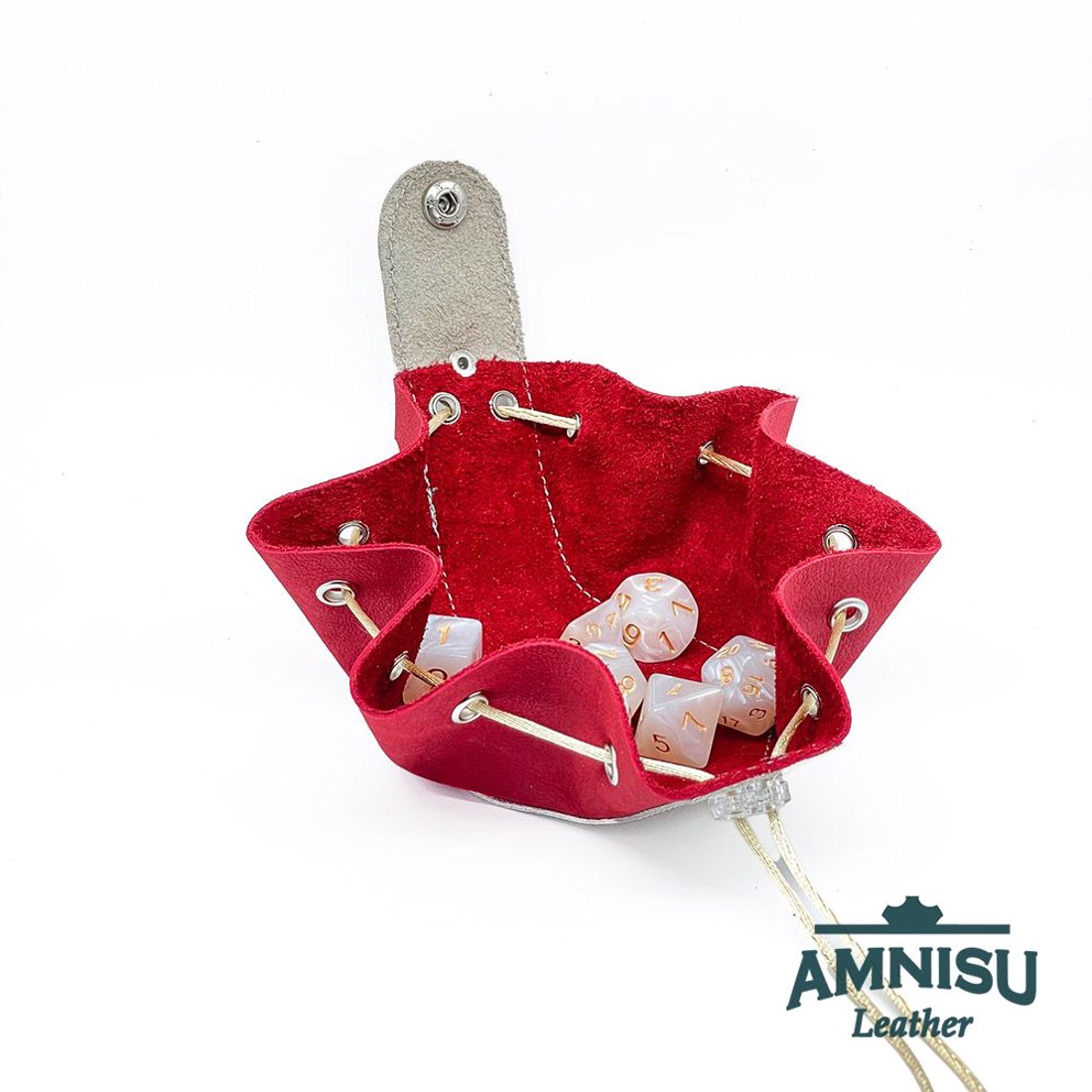 Szürke - piros bőr mini 2in1 szütyő és kockatálca N8014-5002 - játék & sport - táblajáték és kártyajáték - társasjátékok - dobókocka - Meska.hu