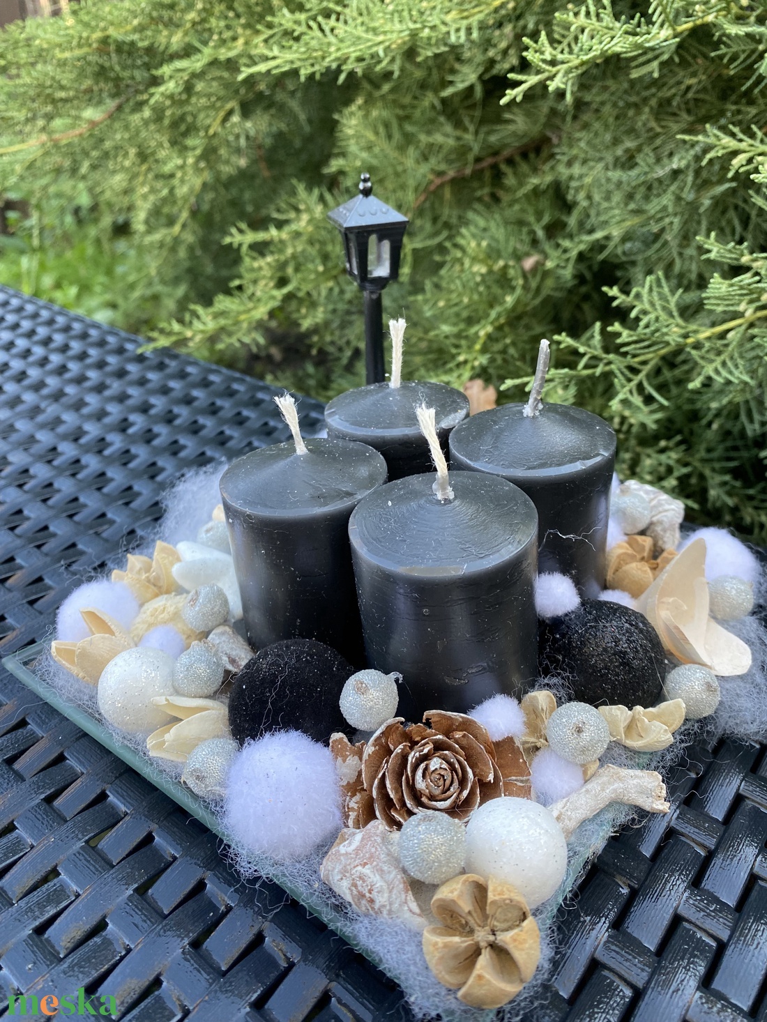 Üvegtálas adventi asztaldísz - karácsony - adventi díszek - adventi asztaldísz - Meska.hu