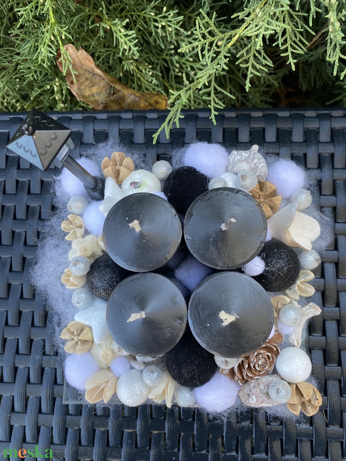 Üvegtálas adventi asztaldísz - karácsony - adventi díszek - adventi asztaldísz - Meska.hu