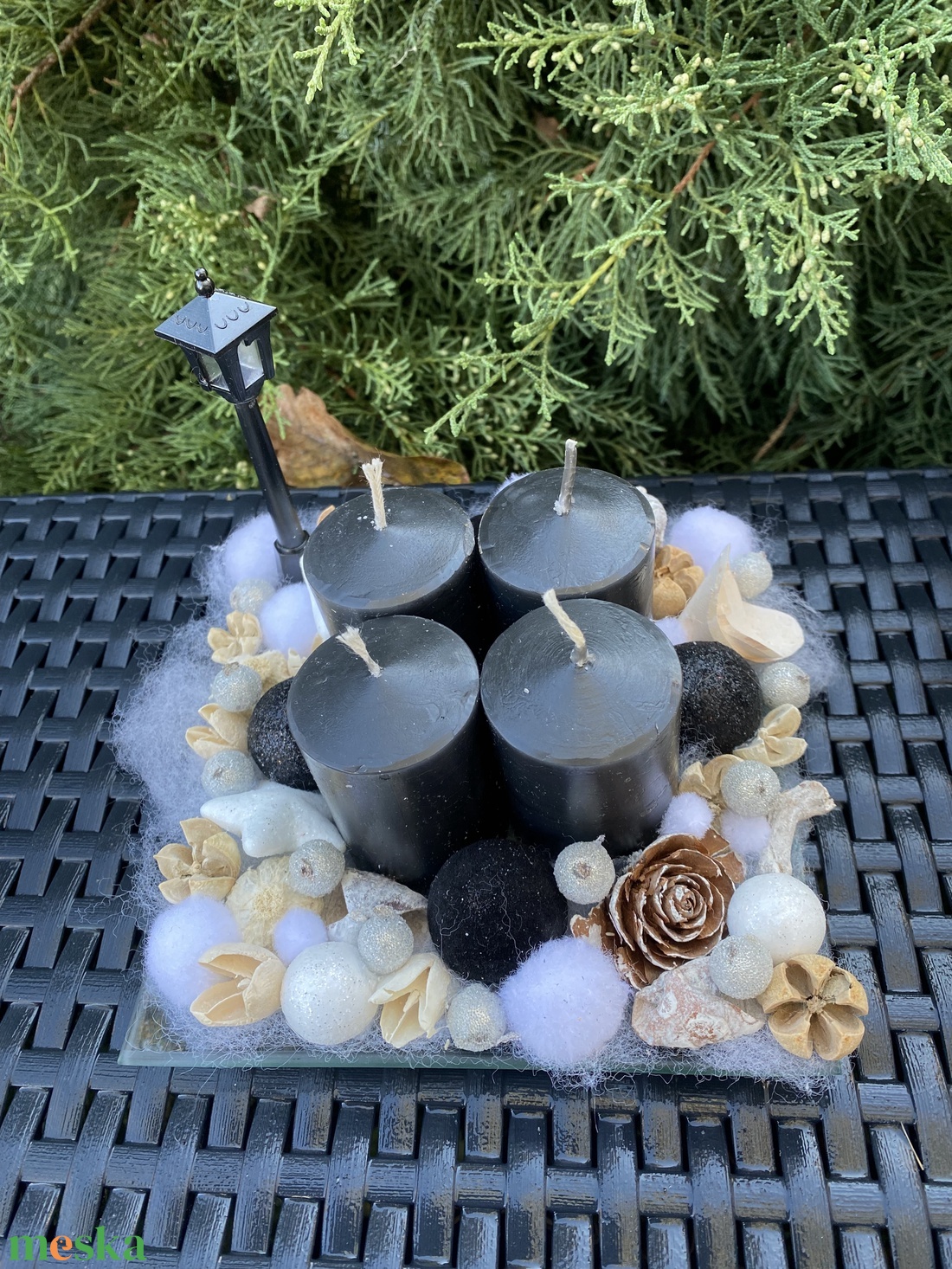 Üvegtálas adventi asztaldísz - karácsony - adventi díszek - adventi asztaldísz - Meska.hu