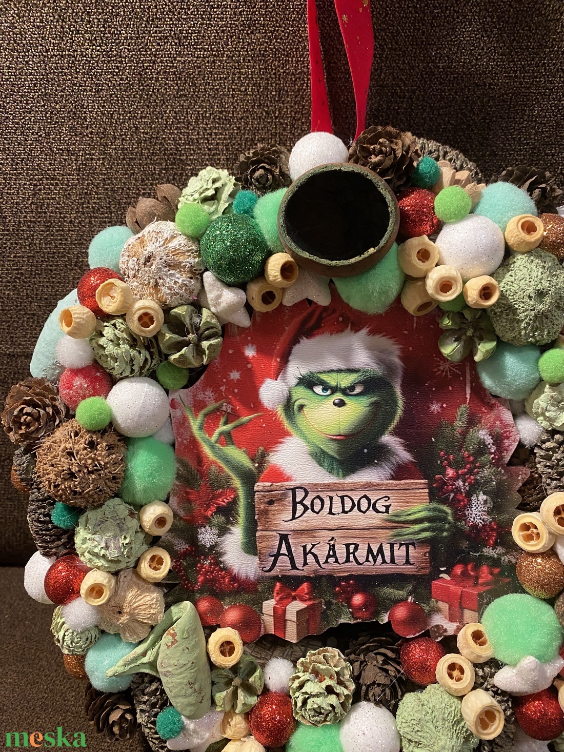 Grincs ajtódísz - karácsony - karácsonyi lakásdekoráció - karácsonyi ajtódíszek - Meska.hu