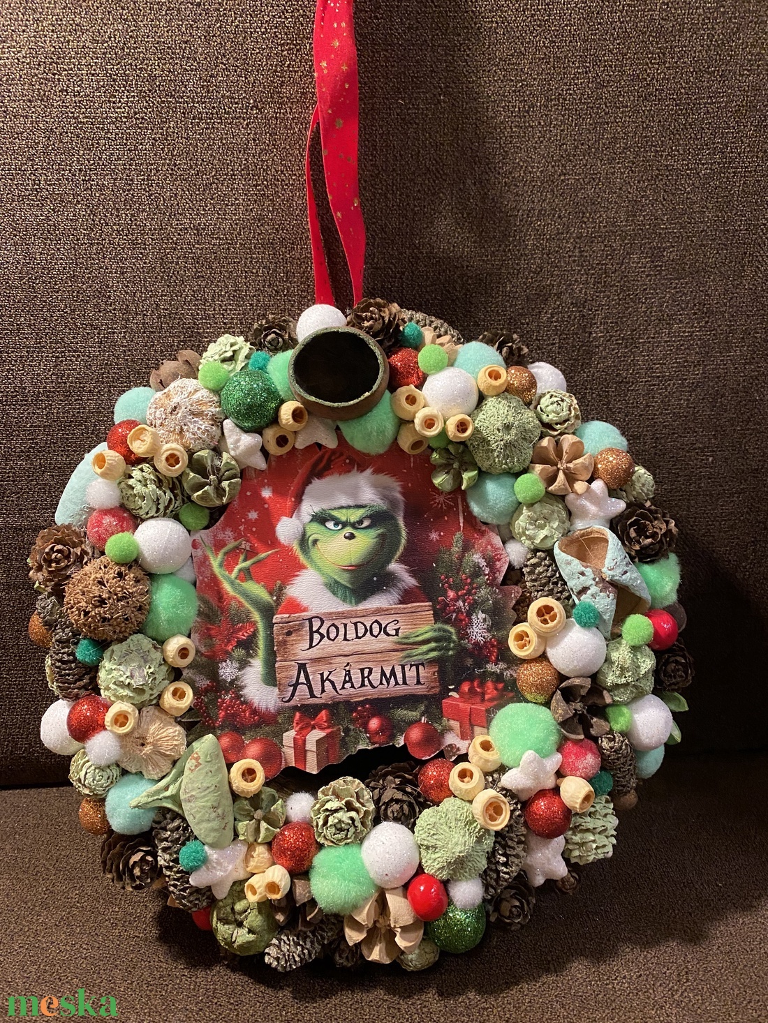 Grincs ajtódísz - karácsony - karácsonyi lakásdekoráció - karácsonyi ajtódíszek - Meska.hu