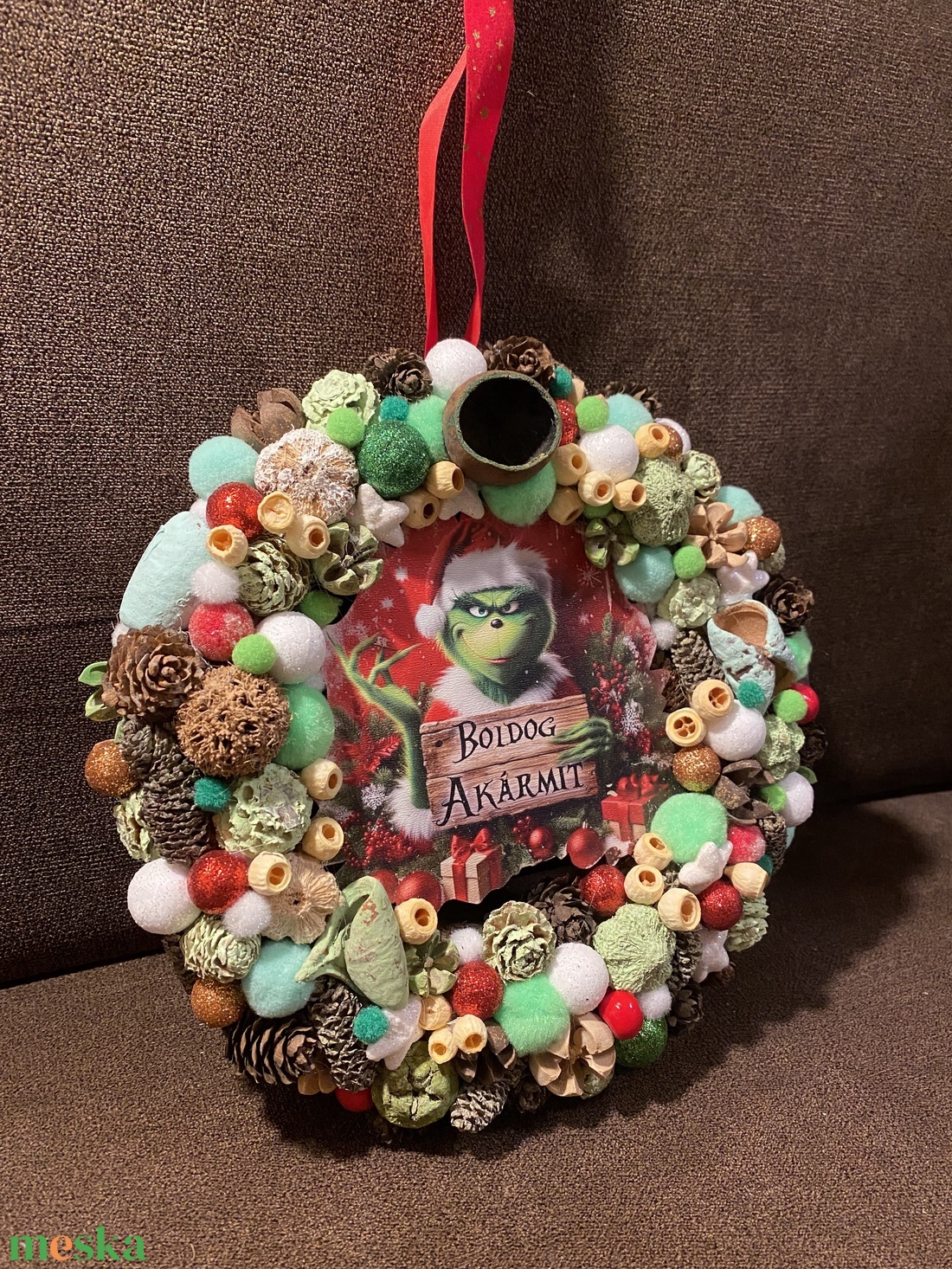 Grincs ajtódísz - karácsony - karácsonyi lakásdekoráció - karácsonyi ajtódíszek - Meska.hu