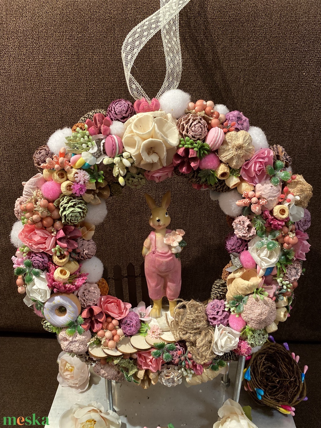 Tavaszi nyuszis ajtódísz - otthon & életmód - dekoráció - ajtó- és ablak dekoráció - ajtódísz & kopogtató - Meska.hu