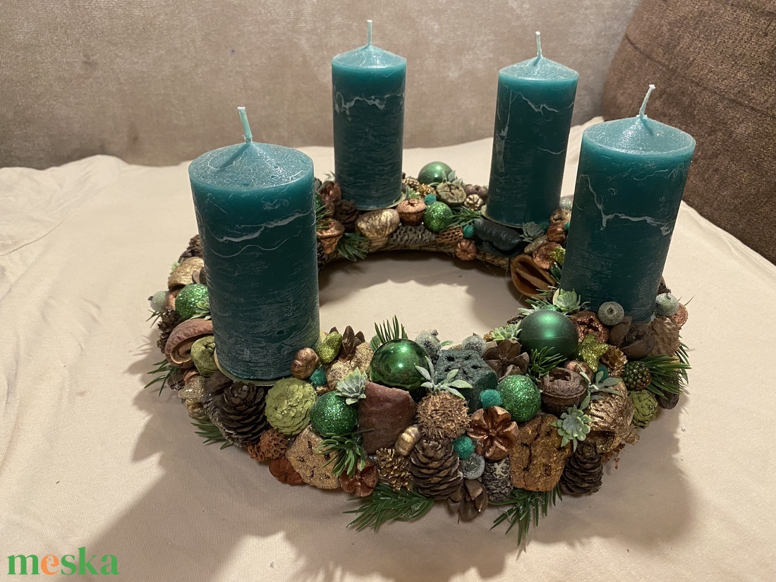 Adventi koszorú zöld - karácsony - adventi díszek - adventi koszorú - Meska.hu