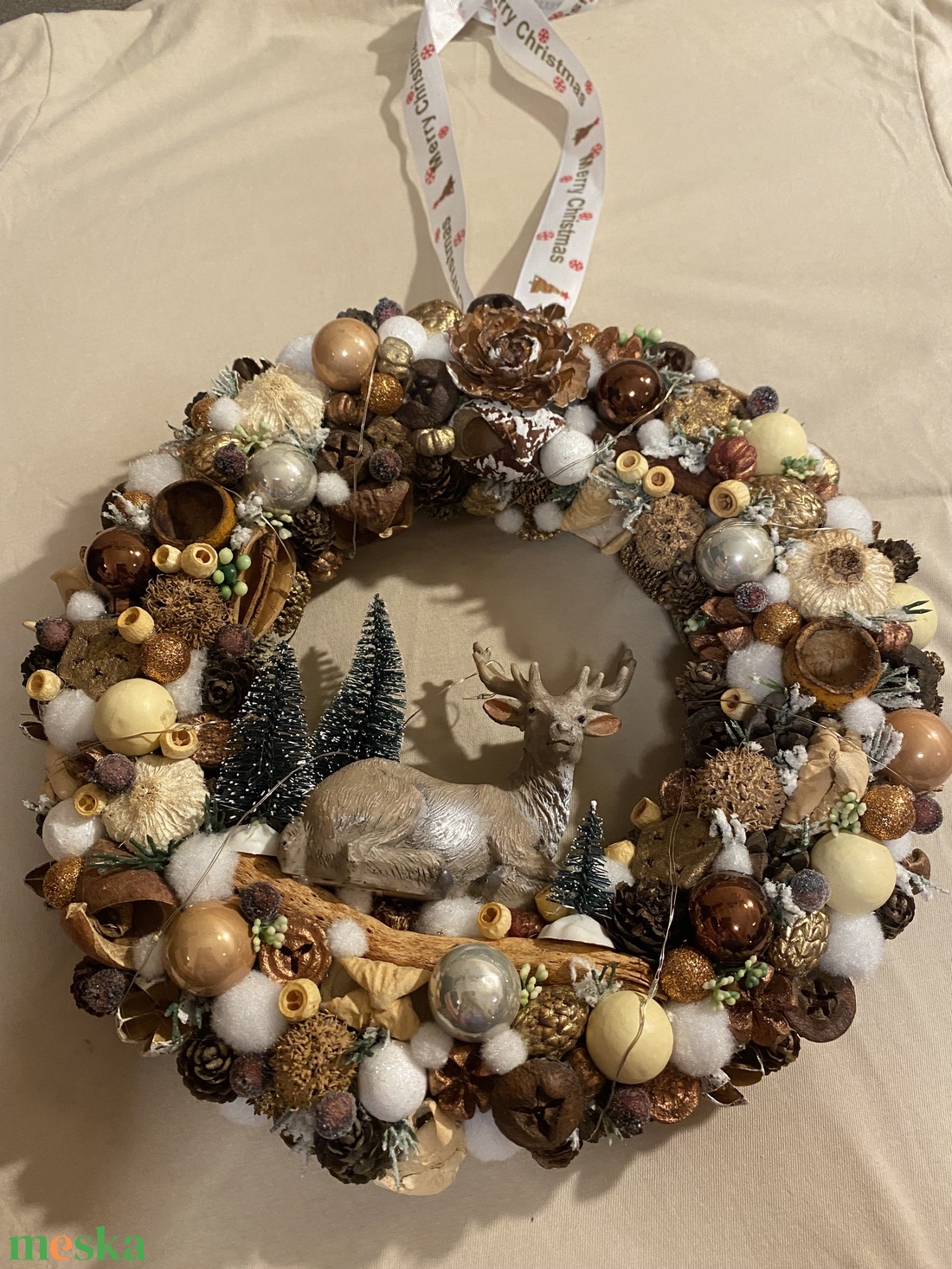 Adventi ajtódísz szarvasos - karácsony - adventi díszek - adventi ajtódísz - Meska.hu