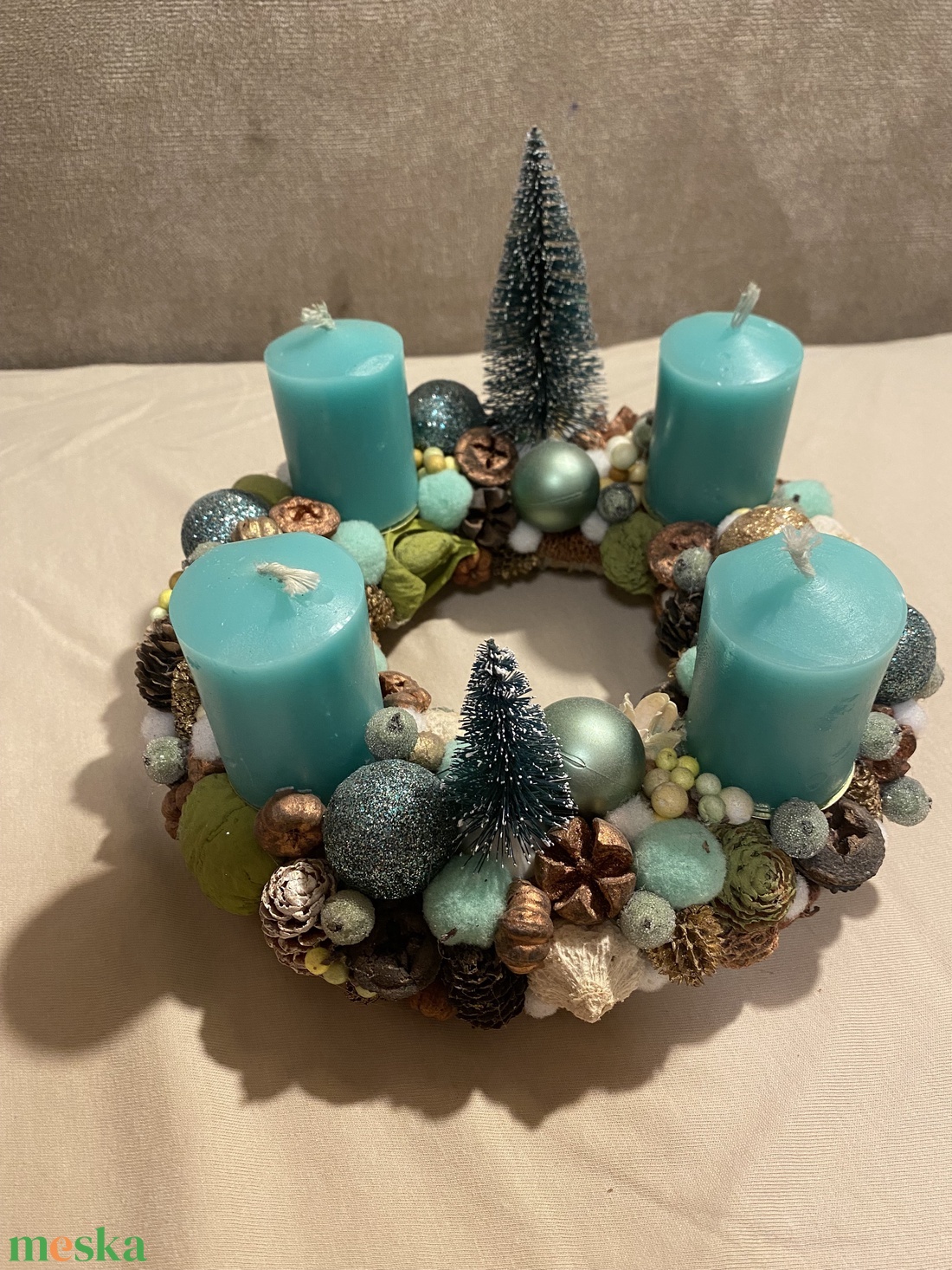 Adventi koszorú menta - karácsony - adventi díszek - adventi koszorú - Meska.hu