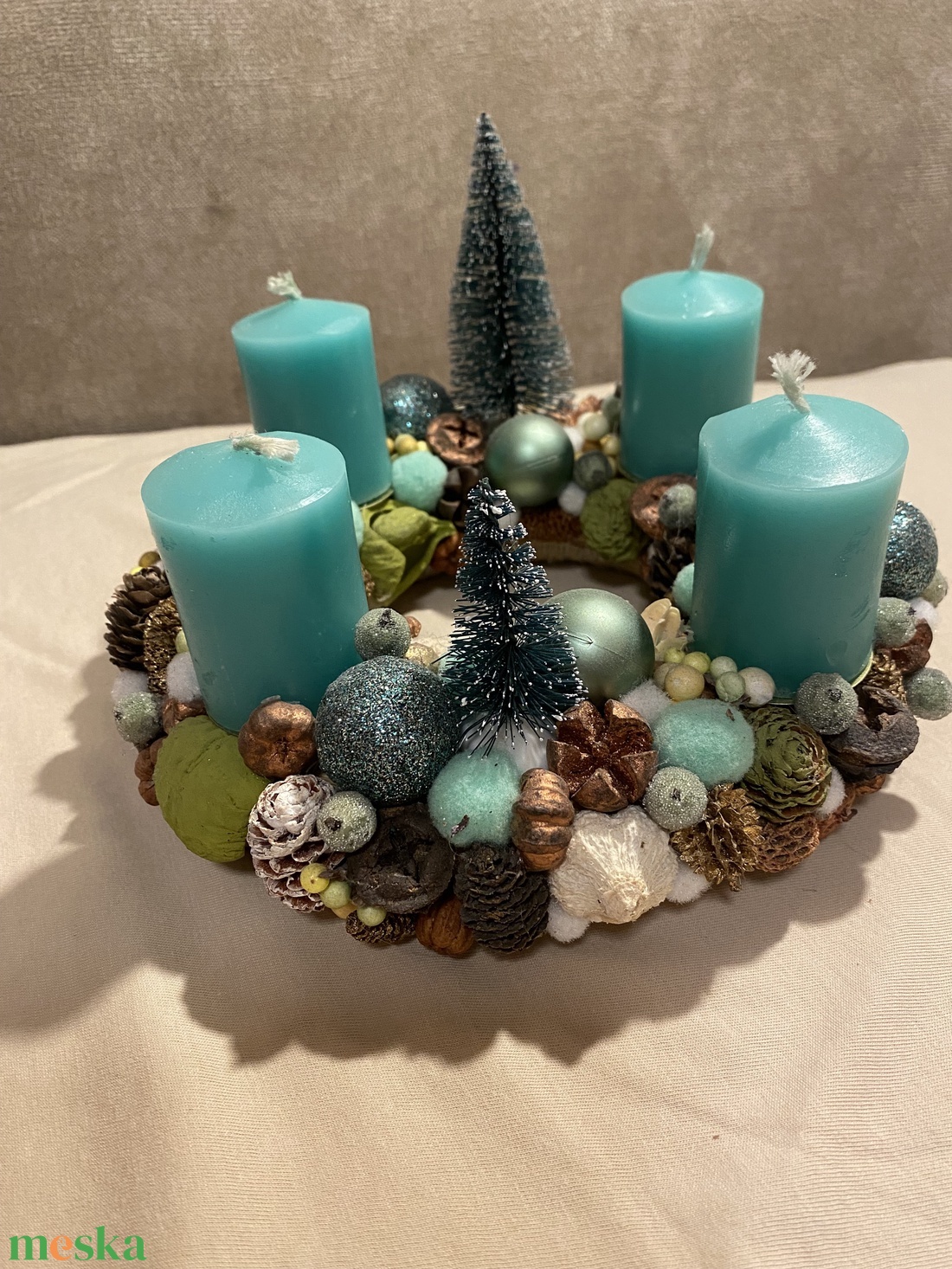 Adventi koszorú menta - karácsony - adventi díszek - adventi koszorú - Meska.hu