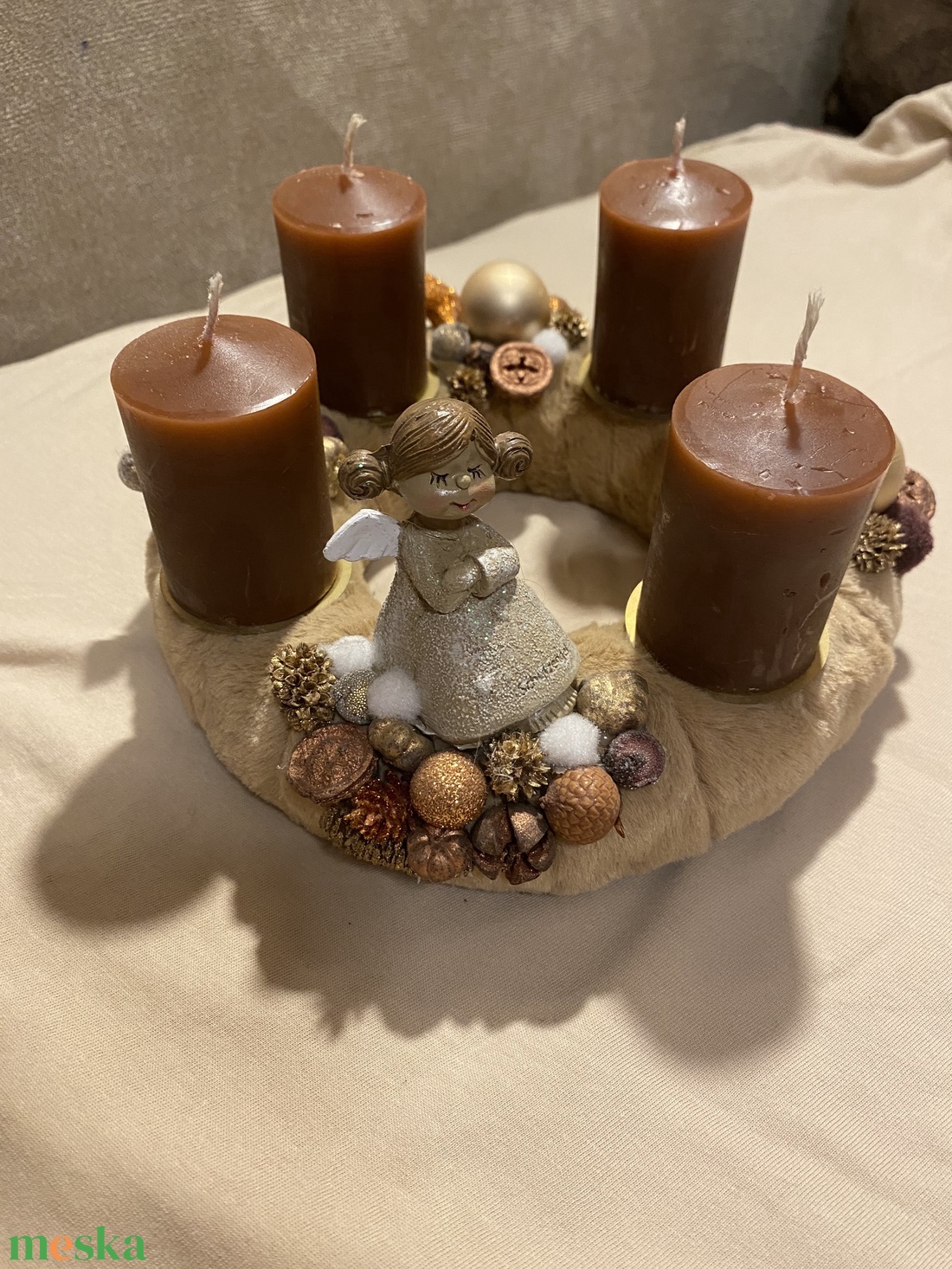 Adventi koszorú angyalkás - karácsony - adventi díszek - adventi koszorú - Meska.hu