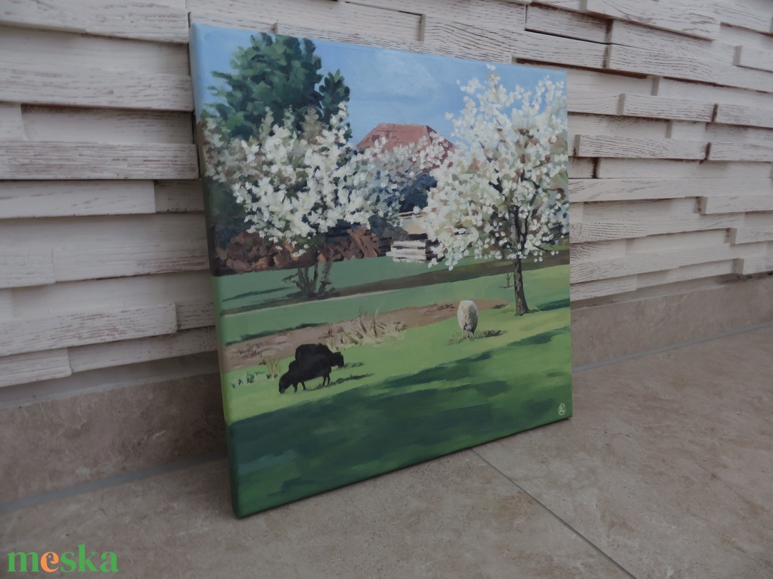 Tavaszi kert olajfestmény - művészet - festmény - olajfestmény - Meska.hu