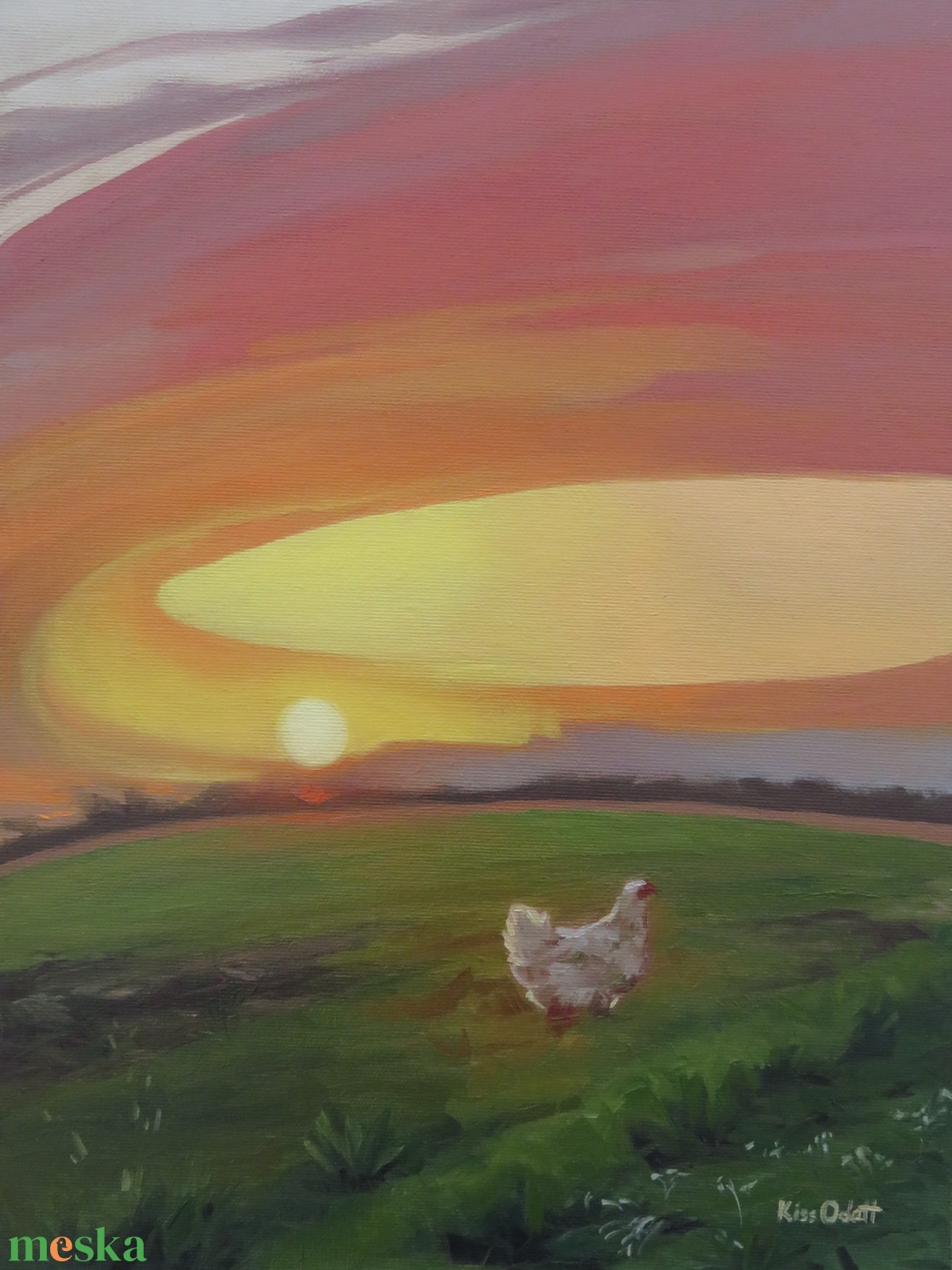 Nagypapám tyúkja - művészet - festmény - olajfestmény - Meska.hu