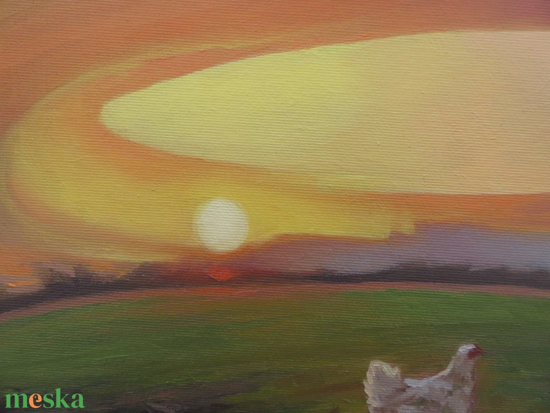 Nagypapám tyúkja - művészet - festmény - olajfestmény - Meska.hu