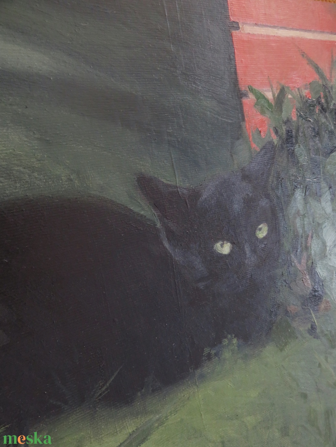 Fekete macska - művészet - festmény - olajfestmény - Meska.hu