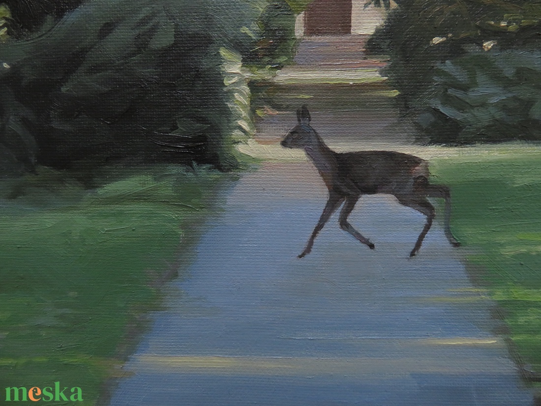 Őz a botanikus kertben - művészet - festmény - olajfestmény - Meska.hu