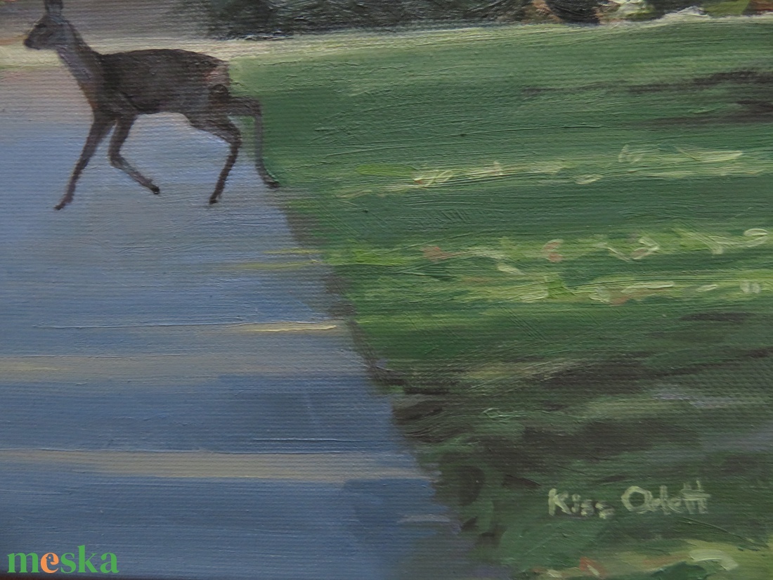 Őz a botanikus kertben - művészet - festmény - olajfestmény - Meska.hu