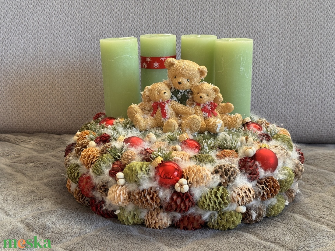 Macis adventi teli koszorú - karácsony - adventi díszek - adventi koszorú - Meska.hu