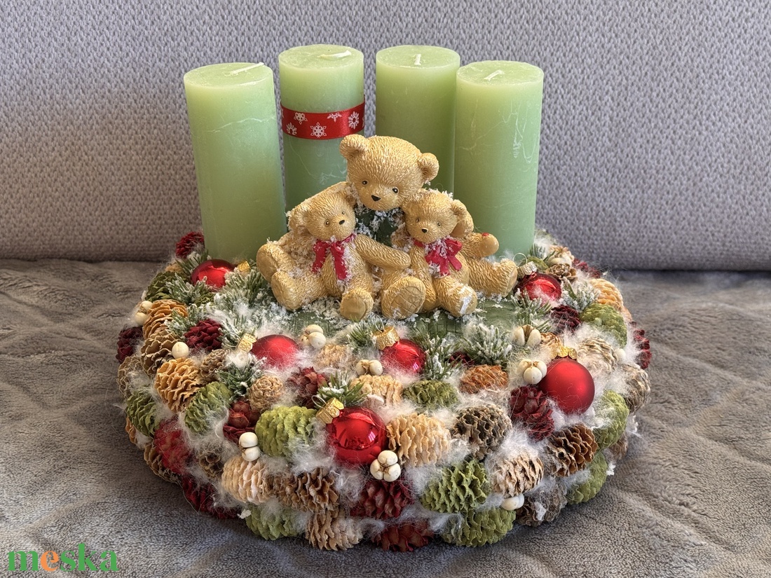 Macis adventi teli koszorú - karácsony - adventi díszek - adventi koszorú - Meska.hu