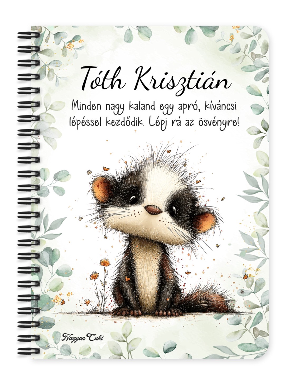 Személyre szabható - Az erdő bölcs remetéje, a cuki borz mintás A6-os füzet - otthon & életmód - papír, írószer - jegyzetfüzet & napló - Meska.hu