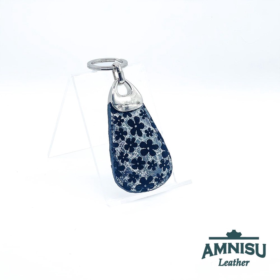 Ezüst - fekete virág mintás csepp alakú swarovski köves kulcstartó H8029 - táska & tok - kulcstartó & táskadísz - kulcstartó - Meska.hu