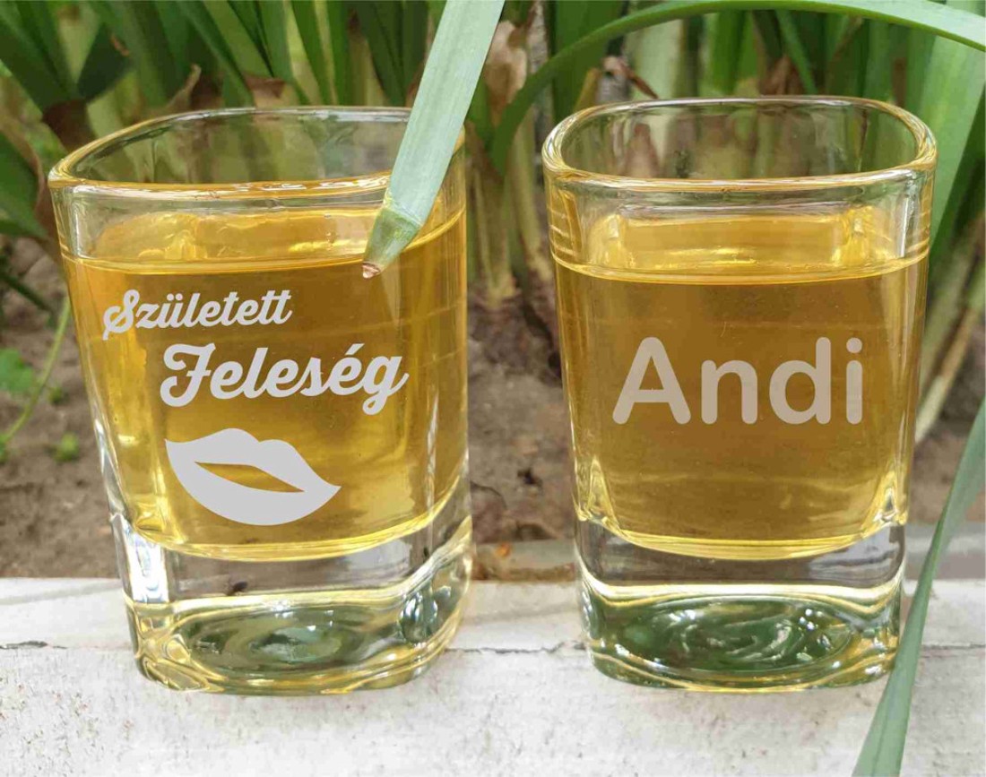 Lánybúcsú feles pohár gravírozva_Született Feleség - esküvő - legénybúcsú - Meska.hu