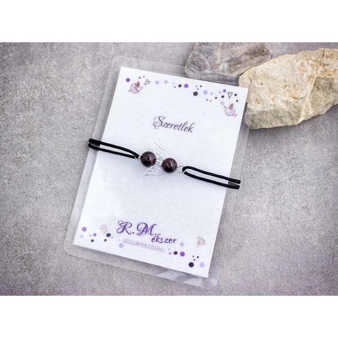 Szeretlek gránát angyal karkötő - ékszer - karkötő - gyöngyös karkötő - Meska.hu