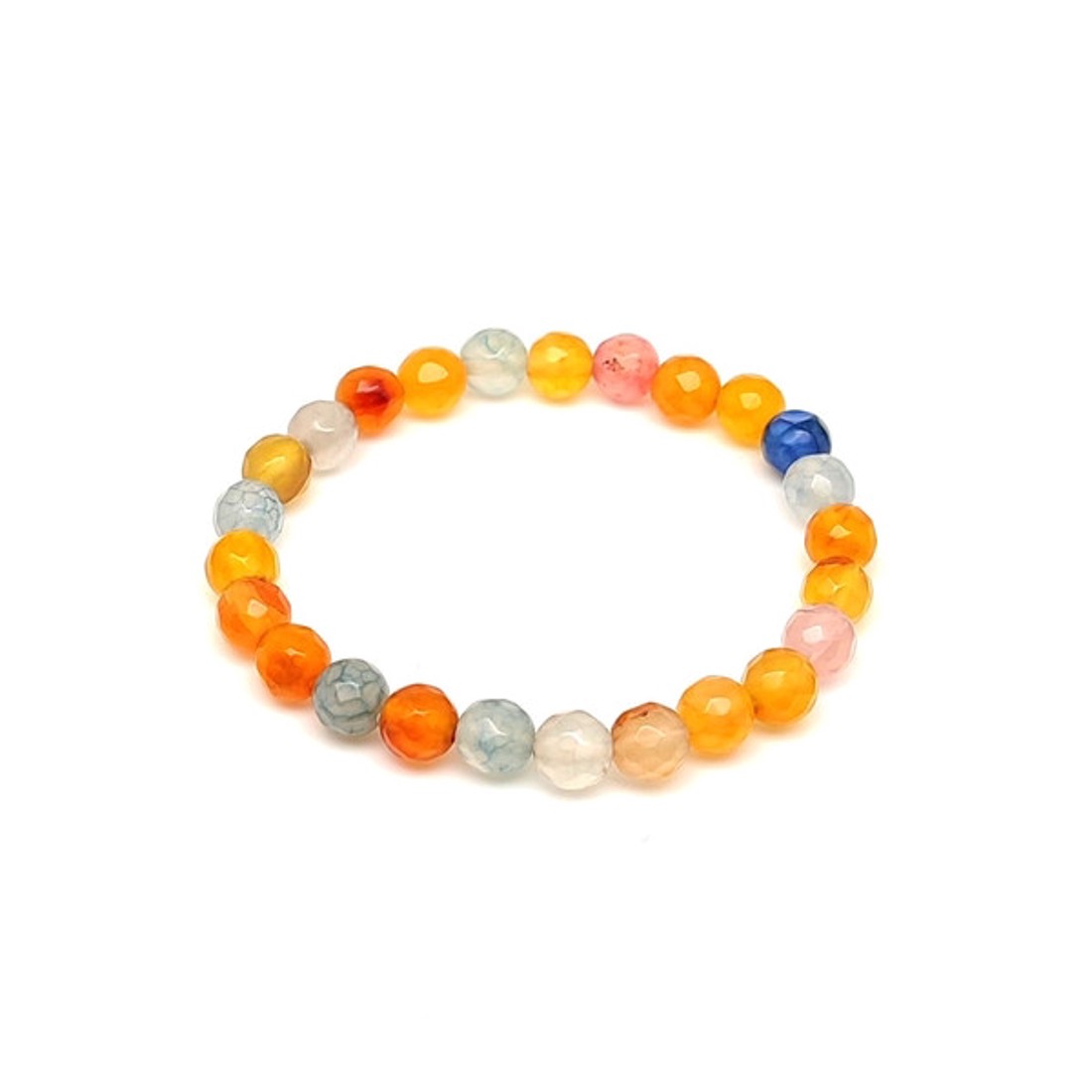 Fazettált narancs-kék tűz achát golyós gyerek ásvány karkötő 6mm - ékszer - karkötő - ásványkarkötő - Meska.hu