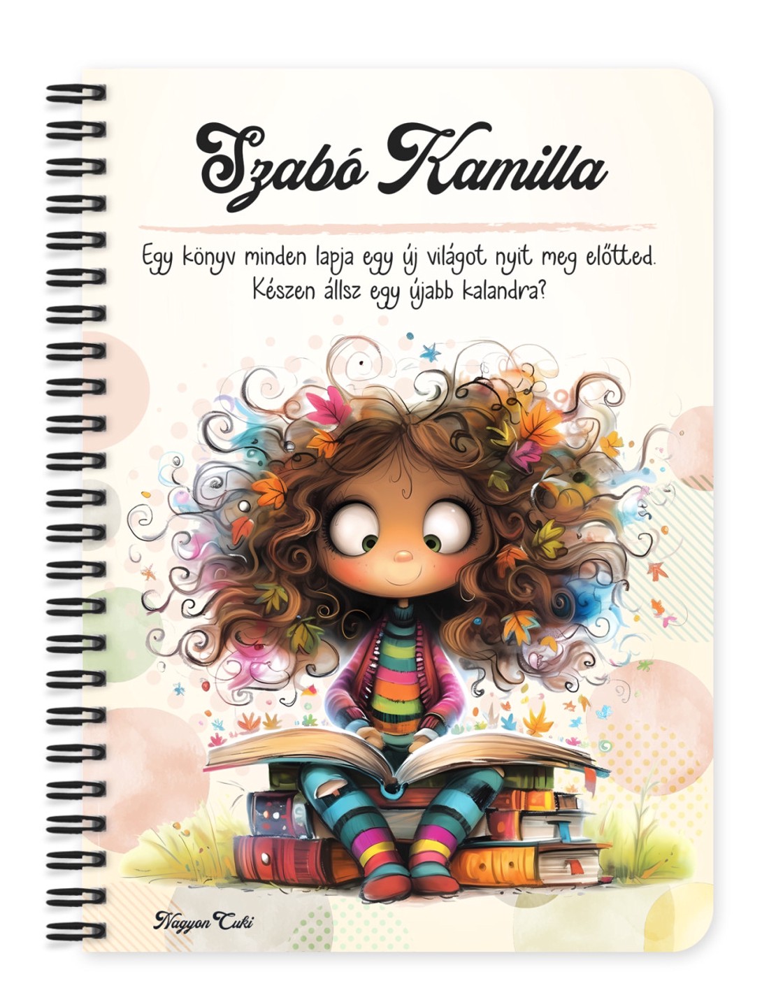 Személyre szabható - Olvasó őszi Könyvmoly lány mintás A5-ös füzet - otthon & életmód - papír, írószer - jegyzetfüzet & napló - Meska.hu