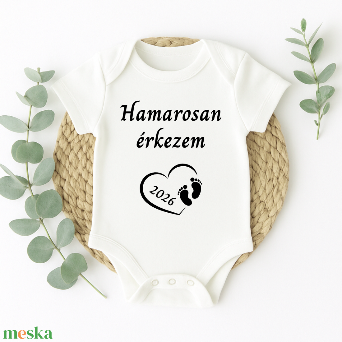 Hamarosan érkezem body, Bababejelentés, Nagyszülő leszel bejelentés, Egyedi Ajándék nagyszülőknek, Gyermekáldás - ruha & divat - babaruha & gyerekruha - body - Meska.hu