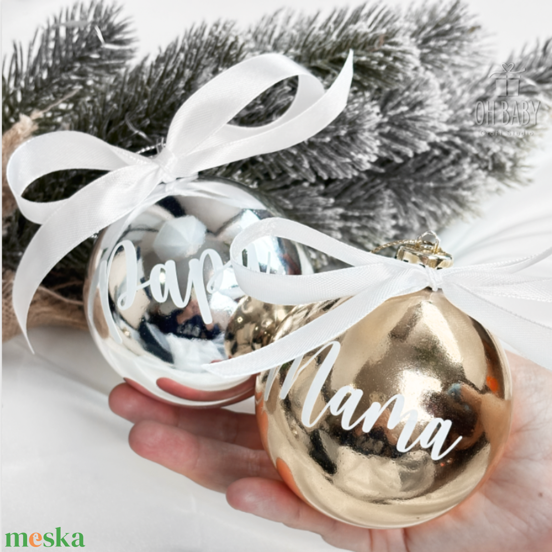 Névre szóló Karácsonyi gömb, Egyedi ajándék, Karácsonyi gömb felirattal, Karácsonyi dísz ajándéknak, Gömb felirattal - karácsony - karácsonyi lakásdekoráció - karácsonyfadíszek - Meska.hu